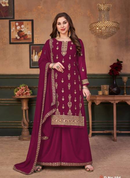 Cherry Colour Vaani 19 Heavy Wedding Faux Georgette Designer Fancy Salwar Suit Collection 194